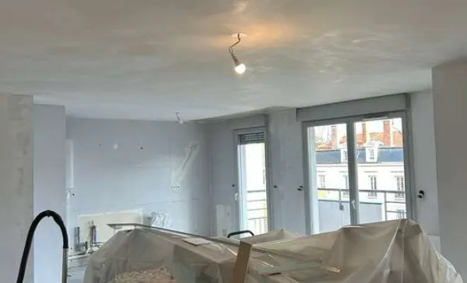 Rénovation des peintures intérieures d'un salon à Caluire-et-Cuire, Villeurbanne, Milhan Déco