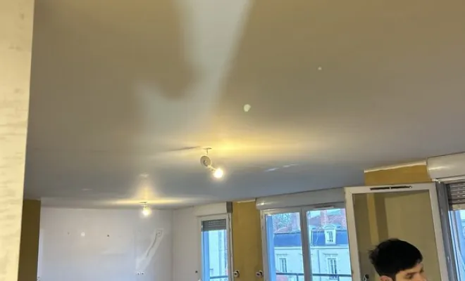 Rénovation d'un salon avec un revêtement de sol à Villeurbanne, Villeurbanne, Milhan Déco